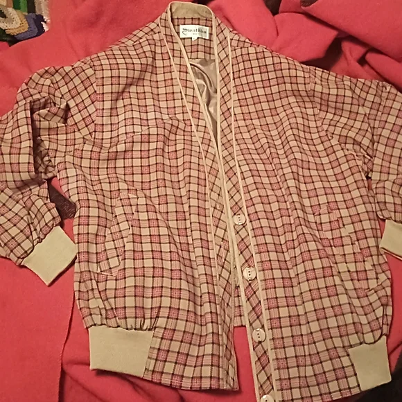 popular plaid varsity cut jacket with buttons - Picture 4 of 9